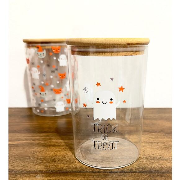 NEW: Gourmet Kitchen - Trick or Treat, Ghosts, Glass Containers with Bamboo Lids - Picture 4 of 5